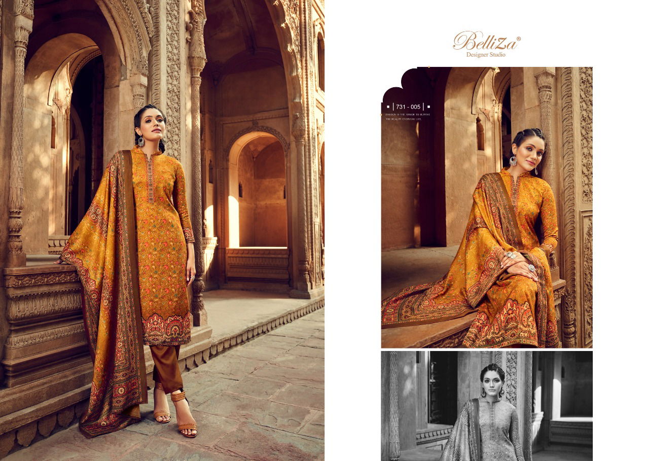 Belliza Nitara New Fancy Wear Printed Pashmina Dress Material Collection 